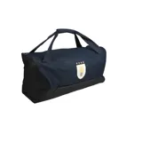 Bolso deportivo Nike modelo AUF Academy Duffel, color azul marino con base negra. Cuenta con el escudo de la Asociación Uruguaya de Fútbol (AUF) estampado en el frente, asas de mano y correa para el hombro.