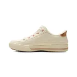 Championes casuales Skechers Slip-ins Arch Fit Arcade color blanco, con detalles en tono oro rosado en los ojalillos, el talón y la suela. Presentan diseño sin cordones tradicionales y tecnología Arch Fit para soporte en el arco.