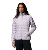 Campera técnica Columbia con tecnología de sellado térmico, diseño acolchado con patrón geométrico, cierre frontal completo, cuello alto y bolsillos laterales con cierre.
