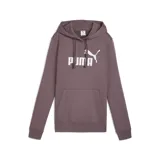 Buzo con capucha y bolsillo canguro, color uva, con logo de la marca estampado en blanco en el frente.