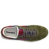 Championes Saucony Shadow Original, color verde oliva con detalles en azul marino y rojo.