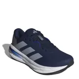Championes de running Adidas Galaxy 7 M, color azul marino con detalles en gris y blanco. Presentan las icónicas tres bandas laterales en gris, entresuela con tecnología Cloudfoam para mayor amortiguación y suela de goma resistente.