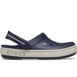 Zuecos Crocs Crocband Clog Heritage, color azul marino con suela blanca y tira trasera ajustable.