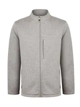 Campera polar de hombre con cierre frontal completo, cuello alto y bolsillos laterales y en el pecho con cierre. Confeccionada en tejido exterior jaspeado y interior de micropolar.