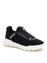 Sneakers Caterpillar modelo Hex Lite Qt, color negro con suela chunky blanca, confeccionadas en gamuza con detalles sintéticos y cordones negros.