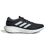 Championes de running Adidas Supernova 2.0, color negro con las icónicas tres tiras laterales en blanco y suela con tecnología de amortiguación blanca.
