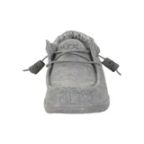 Mocasines grises con cordones elásticos, capellada de lona de algodón elástica y suela de goma.