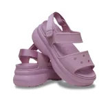 Sandalias Crocs modelo Soho color marrón, con plataforma alta, tiras ajustables de material sintético y plantilla LiteRide™.