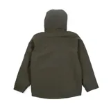 Chaqueta técnica de color verde oliva con capucha extraíble, cierre frontal con cremallera, bolsillos laterales y en el pecho con cierres impermeables, y logo de la marca en el pecho. Cuenta con tecnología Storm Blocker+ para protección contra el agua y el viento, y aislamiento térmico de poliéster reciclado.