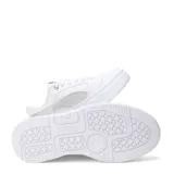 Championes Puma modelo Rebound Low con plataforma, color blanco con detalle de franja lateral metalizada en color plata.