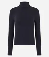 Suéter de cuello alto y manga larga, confeccionado en algodón con elastano. Presenta un diseño básico y ajustado al cuerpo.