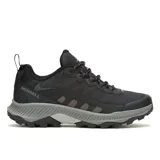 Zapatillas de trekking Merrell Speed Strike 2 para hombre, color negro con entresuela gris, confeccionadas en material sintético y malla transpirable.
