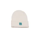 Gorro de lana Under Armour color blanco con logo bordado en azul.