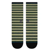 Medias Stance Fate Crew con diseño a rayas horizontales en tonos azul, verde y blanco. Talón y puntera en color negro.