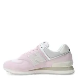 Championes urbanos New Balance modelo 574, color rosado con detalles en blanco y beige. Confeccionados en gamuza y malla, presentan el logo N característico en los laterales y entresuela con tecnología ENCAP para mayor soporte y estabilidad.
