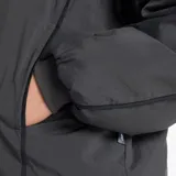 Campera bomber New Balance color gris oscuro con cierre frontal, cuello redondo y logo de la marca estampado en blanco en el pecho.