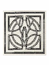 Pañuelo cuadrado de diseño estampado en color negro y blanco, con motivos geométricos y de herraduras ecuestres.