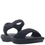 Sandalias de plataforma baja Azaleia, color negro, con tiras de tela tipo mesh y ajuste de velcro en el talón. Presentan una plantilla texturizada y suela de goma antideslizante.