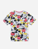 Remera blanca de algodón con estampado all over de Mickey Mouse.