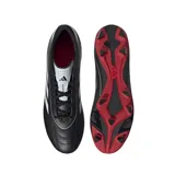 Championes de fútbol Adidas Goletto IX FG/MG, color negro con detalles en blanco y rojo. Presentan empeine sintético acolchado y suela versátil para césped natural seco y artificial.