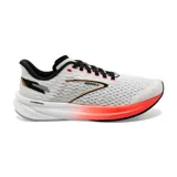 Championes de running Brooks Hyperion, color blanco con detalles en negro y naranja.
