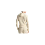 Hoodie tejido de punto waffle en color crema de Polo Ralph Lauren, con capucha y cordones ajustables, bolsillo tipo canguro y el icónico logo bordado en el pecho.