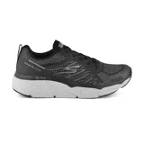 Championes deportivos Skechers Max Cushioning Elite - Limitless Intensity, color negro con detalles en gris. Capellada de malla transpirable y material sintético, con cordones. Entresuela Ultra Go para amortiguación y plantilla Air-Cooled Goga Mat.