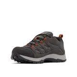Championes de trekking Columbia modelo Crestwood, color gris con detalles en negro y naranja. Confeccionados con tecnología Omni-Tech impermeable y transpirable, entresuela TechLite para amortiguación y suela Omni-Grip para tracción en todo terreno.
