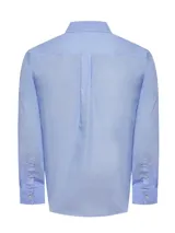 Camisa de manga larga RKF en color azul, confeccionada en popelina de algodón. Presenta cuello italiano, cierre frontal con botones y un bolsillo en el pecho con el logo de la marca bordado.