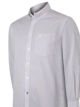 Camisa de manga larga de algodón RKF, con estampado de cuadros en tonos azul, rojo y blanco, cuello button-down y bolsillo en el pecho con logo bordado.