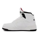 Championes de skate Osiris de caña alta, color blanco con detalles en negro, diseño acolchado y suela de goma.