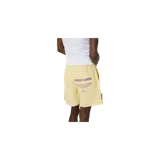 Short de baño Eme Studios, modelo Trop Lise, color amarillo claro con cordón ajustable y detalles en violeta. Cuenta con el logotipo de la marca estampado en la pierna izquierda.