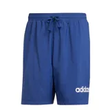 Short deportivo Adidas de hombre, color azul vibrante, con cintura elástica ajustable mediante cordón y logo "adidas" estampado en blanco en la pierna izquierda.