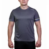 Remera deportiva Diadora Ss Core Tee color gris con logo estampado en el hombro y detalle de bandas de colores en la manga.
