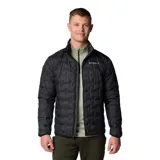 Campera puffer Columbia modelo Delta Ridge II Down Heat Seal, de color negro con diseño acolchado termosellado y cierre frontal. Cuenta con tecnología Omni-Heat™ y relleno de plumón.