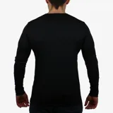 Remera deportiva de manga larga, color negro, con cuello redondo y logo pequeño de Diadora en blanco en el pecho.