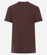 Remera básica de cuello redondo y manga corta con detalle de dobladillo, confeccionada en algodón suave.