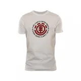 Remera blanca de manga corta con estampado circular en el pecho con el logo de Element y las palabras 'Fire, Earth, Wind, Water'.