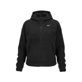 Campera deportiva Nike de polar con cierre frontal completo, capucha integrada y logo bordado en el pecho.
