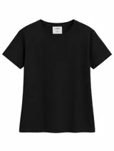 Remera básica de manga corta y cuello redondo color negro, de la marca Guapa!