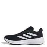 Championes de running Adidas modelo Response Super, color negro con las tres tiras laterales en gris claro y entresuela blanca. Presentan capellada de malla transpirable, entresuela con tecnología Dreamstrike+ para mayor amortiguación y suela con barras de goma para un agarre superior.