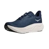 Championes de running Hoka Arahi 8, color azul marino con suela gruesa blanca y logo grande de la marca en el lateral.
