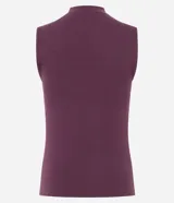 Musculosa básica de cuello alto, sin mangas, confeccionada en una mezcla de algodón, modal y elastano. Presenta un diseño ajustado y minimalista, ideal para uso diario.