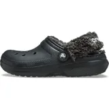Zuecos Crocs Classic con forro interior de piel sintética tipo sherpa, color gris claro. Presentan el diseño icónico de la marca con perforaciones en la parte superior y correa pivotante en el talón para mayor sujeción.