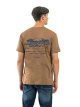 Remera de algodón preencogido color azul oscuro, con cuello en V y estampado frontal en blanco con la palabra "Morgenstern" en tipografía gótica.