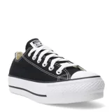 Championes urbanos Converse Chuck Taylor All Star Lift, color negro con plataforma blanca, capellada de lona de algodón, etiqueta tejida en la lengüeta y puntera de goma.