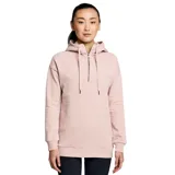 Canguro Saucony de dama, modelo Recovery. Color rosa con media cremallera, capucha con cordón y bolsillos laterales.