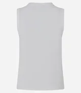 Musculosa de ribana de algodón con elastano, diseño ajustado al cuerpo, cuello redondo alto y sin mangas.