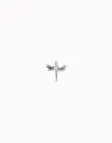 Piercing tipo stud de aleación de metales bañado en plata, con forma de libélula.