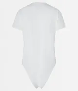Body de cuello redondo y manga corta, confeccionado en tejido de poliamida con elastano. Presenta un diseño liso y ajustado al cuerpo con cierre en la entrepierna.